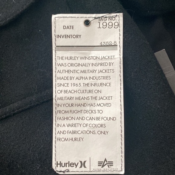 Hurley X Alpha IND Collaboration Black Wool Pea Coat NWT Size small RARE - Picture 12 of 15